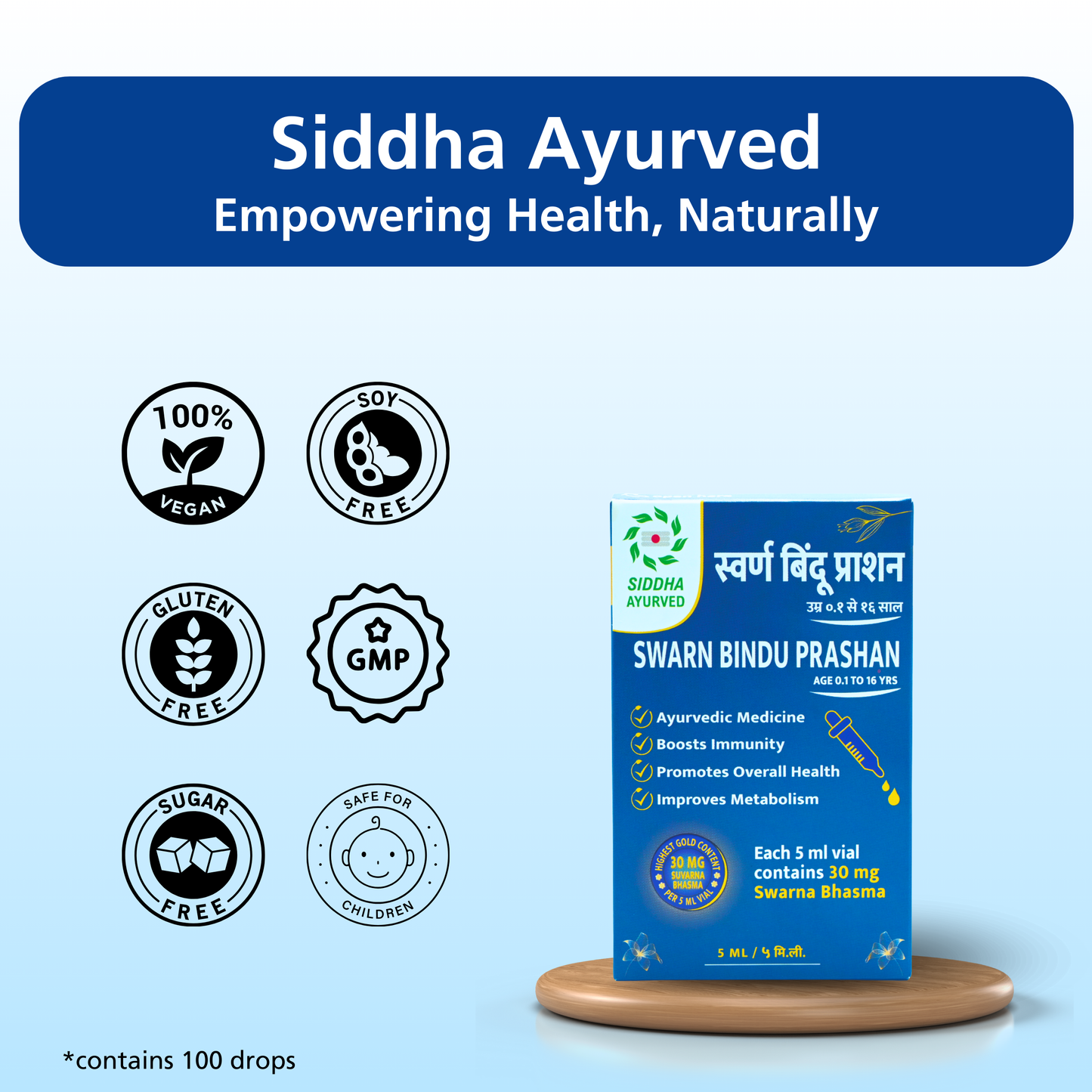 SIDDHA AYURVED Swarn Bindu Prashan with 30 mg Swarn Bhasma | 5 ML